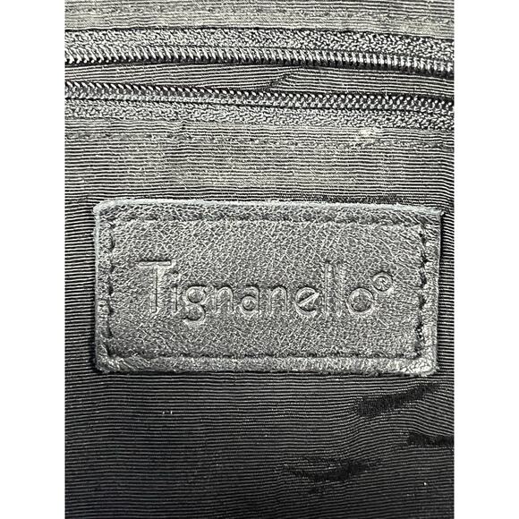 Tignanello Leather Backpack Black Bag Flap Over Zip Shoulder Straps Travel Purse - Picture 13 of 16